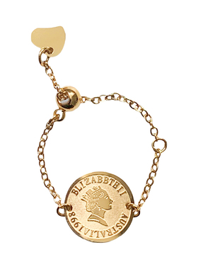 冷淡风链条金色钛钢叠戴关节戒指