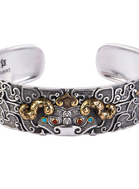 仓吉手工手镯s990饕餮男女霸气