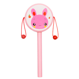 儿童波浪鼓婴儿啃咬木质手摇铃新生宝宝传统拨浪鼓摇鼓0-3岁玩具