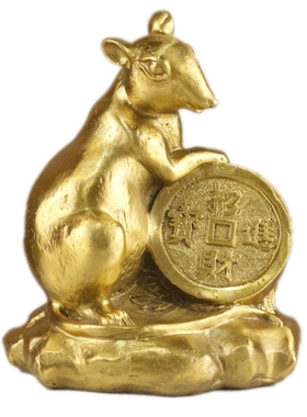 纯铜风水十二生肖老鼠金属工艺品