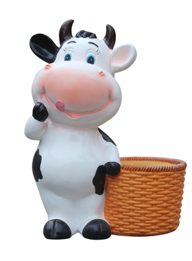 花园装饰卡通奶牛花缸幼儿园草坪