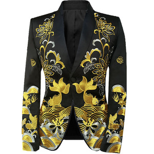 中式西服套装复古绣花龙袍舞台主持人司仪修身歌手表演加肥演出服