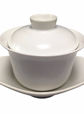 陆羽天福陶瓷四季白色盖碗茶杯