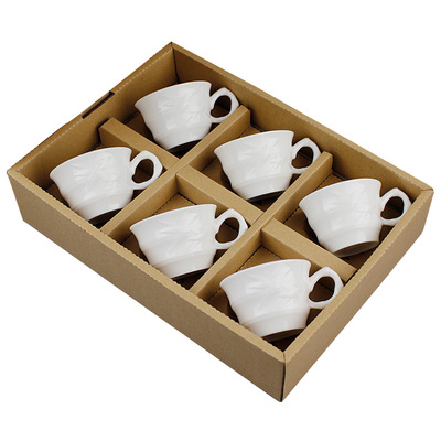 有耳德化白瓷带柄礼盒装功夫茶杯