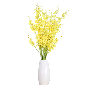 客厅假花仿真花摆件装饰花塑料绢花插花摆设干花花束黄色跳舞兰