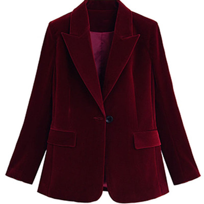 外套酒红色丝绒外套李溪芮