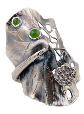 荷叶莲花戒指新款拉风纯银复古