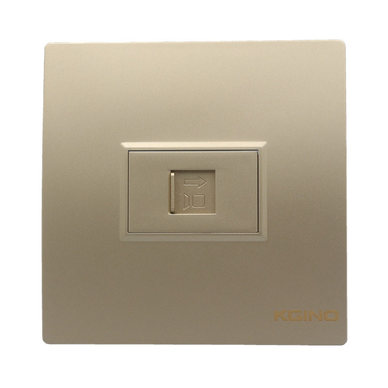 香槟色86型一位电脑插座 屏蔽千兆网线面板 金色CAT6网络宽带插座