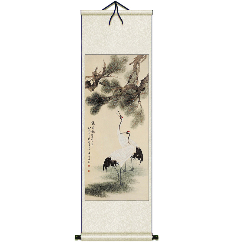 国画名家字画挂画卷轴松鹤延年