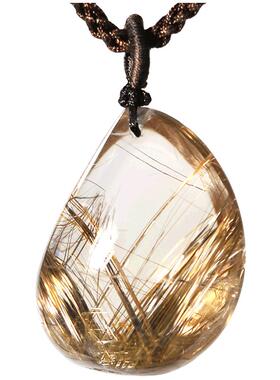 金发晶水滴不规则项坠饰品