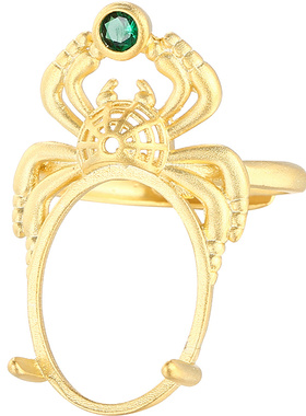 925纯银古法金戒指空托蜘蛛戒托