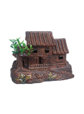 中式古屋陶瓷草屋摆件田园风格