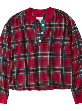 美国法兰绒格子家居服睡衣套装