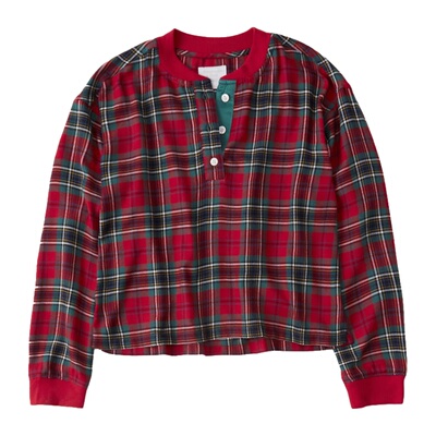 美国法兰绒格子家居服睡衣套装