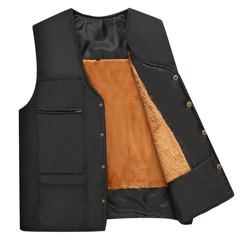 加绒加厚冬款男士中年马甲老人爷爷保暖背心冬季坎肩中老年爸爸装