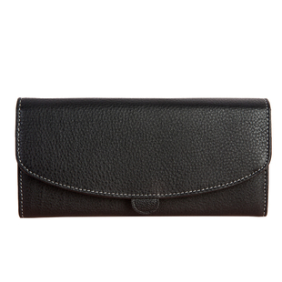 钱包女长款真皮搭扣多功能小清新头层牛皮钱夹简约时尚手拿皮夹潮