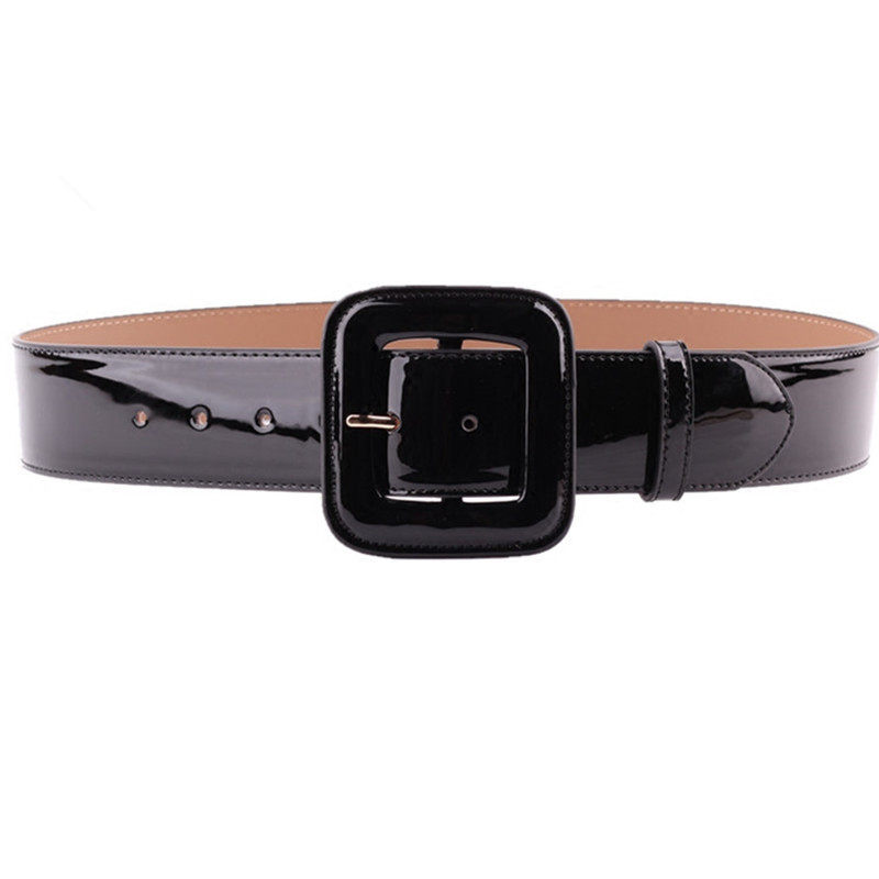 简约百搭宽腰带女连衣裙腰封真皮带宽装饰风大衣羽绒服白红黑色