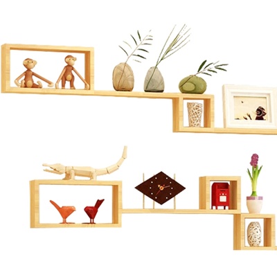 实木隔板墙上置物架卧室装饰架现代简约客厅电视墙面书架壁挂搁板