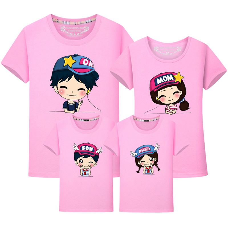 亲子装夏装一家三四口短袖t恤新款母子女全家套装半袖衣服班服潮