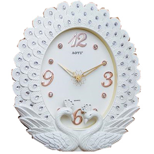 欧式钟表孔雀挂钟时钟客厅静音卧室装饰复古创意时尚艺术壁挂表大