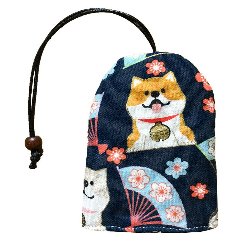 手工布艺迷你钥匙包可爱柴犬时尚抽拉式创意钥匙袋女款可挂