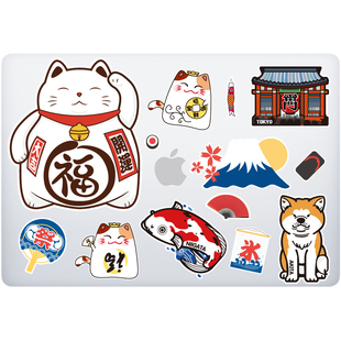 个性日系招财福神达摩贴画行李箱子笔记本贴纸电脑冰箱手机防水