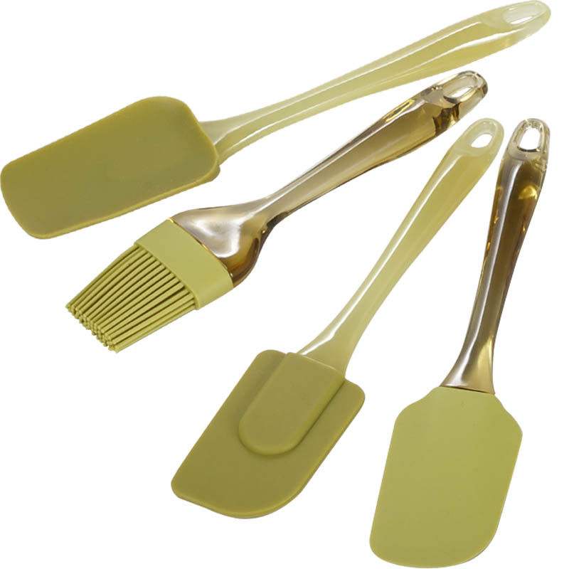 法国老佛爷4色硅胶刮刀+油刷2-6件套可选spatula圆润不沾起模抹刀