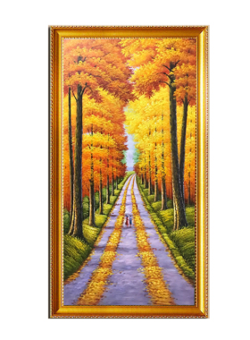 手绘油画风景客厅竖版过道走廊
