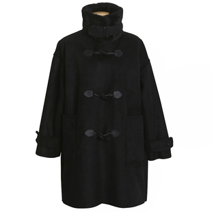 鹿皮绒外套女冬中长款宽松韩版2017新款加厚棉衣羊羔毛牛角扣大衣