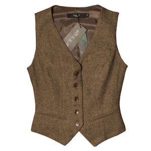 新款休闲修身显瘦马甲英伦帅气西装马夹短款无袖西服复古毛呢背心