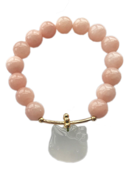 纯然饰品白玛瑙猫咪女14k包金