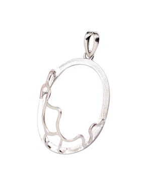 纯银吊坠空托时尚包边DIY镶嵌