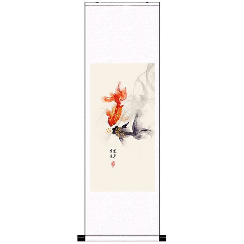 富贵卷轴画客厅卧室装饰画挂画