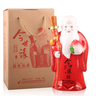 国产白酒 今世缘浓香型白酒1L 42度福寿缘满珍藏纪念酒