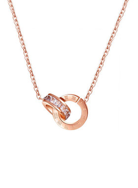 韩版镀18k玫瑰金罗马女双环礼物