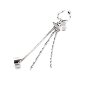 个性长款流苏耳链女蝴蝶双耳洞耳钉朋克街头一体式耳链无耳洞耳夹