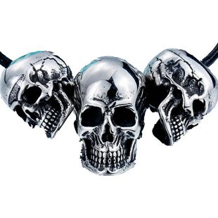 工厂店特价销售钛钢饰品潮人百搭DIY配件骷髅头散珠不锈钢吊坠