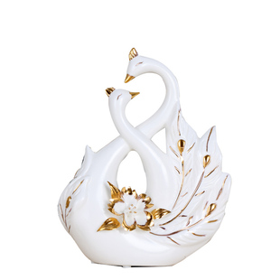天鹅陶瓷摆件现代简约玄关客厅办公室摆设装饰品乔迁开业结婚礼品