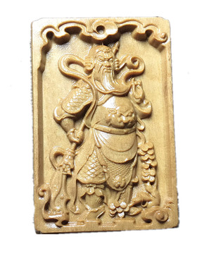 芭比关羽义薄云天双面雕刻护身符