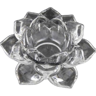 玻璃莲花烛台家用摆件蜡烛台家居欧式水晶礼佛用供佛灯酥油灯座