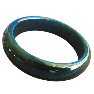 新疆和田玉碧玉手镯黑绿色墨绿于田且末山料玉镯附鉴定证书直播间