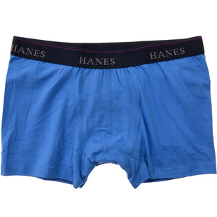 hanes恒适 男士平角内裤透气棉质面料青年中腰四角裤头MUM619正品