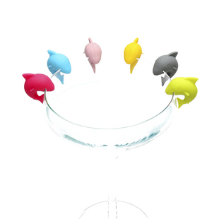 硅胶鲨鱼酒杯标记红酒杯标签水杯识别器玻璃杯杯贴聚会杯子区分器