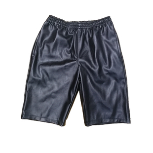 春秋皮裤男薄款pu皮短裤男韩版潮黑色松紧五分皮裤宽松嘻哈红白色