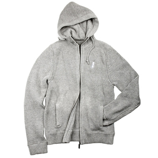 连帽毛衣拉链开衫男美式休闲修身粗元宝针织竖条纹质感运动厚外套