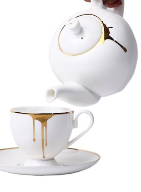 銮金英式西餐骨瓷下午茶壶咖啡杯