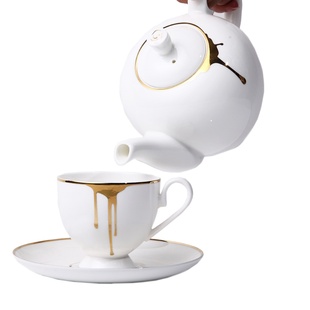銮金咖啡杯英式红茶杯套装杯碟西餐骨瓷茶具下午茶壶英式红茶杯具