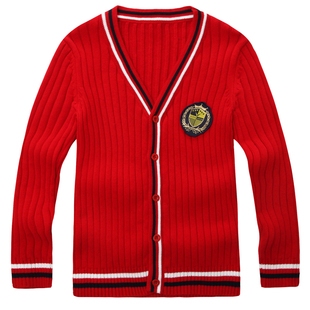 英伦风春秋冬季学生开衫套头毛衣儿童毛衣中小学生长袖针织衫外套