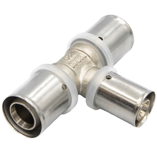 铝塑管铜管件16镀镍异径三通20电镀变径接头25热水器配件F5卡压式