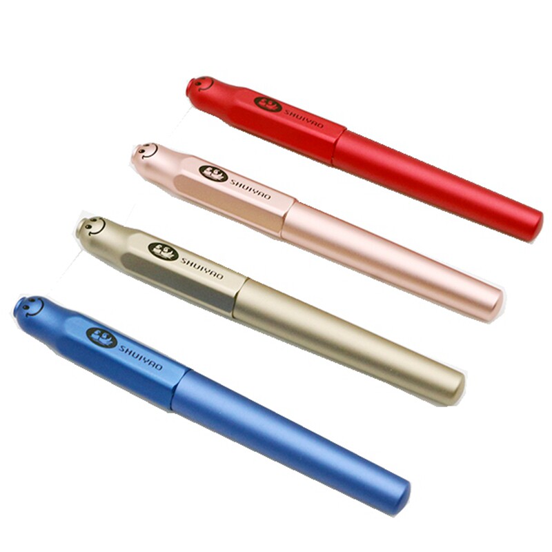 包邮 水妖笑脸示范学生日用练字 透明钢笔 彩墨笔杆储墨 特细中细